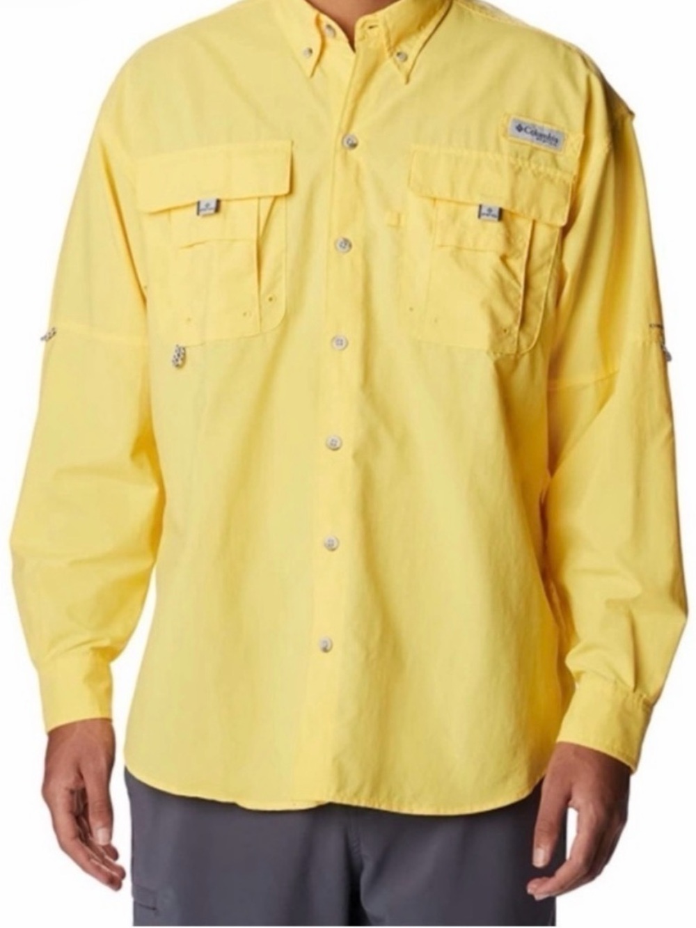 Columbia Bright Yellow Bahama Omni-Shade Lightweight Long-Sleeve Fishing Shirt